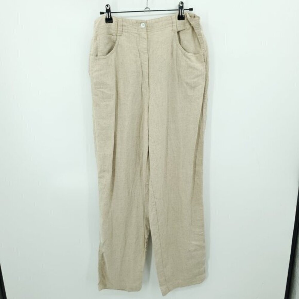 Talbots 100% Linen-Blend High Rise Straight Leg Trousers 10 Natural